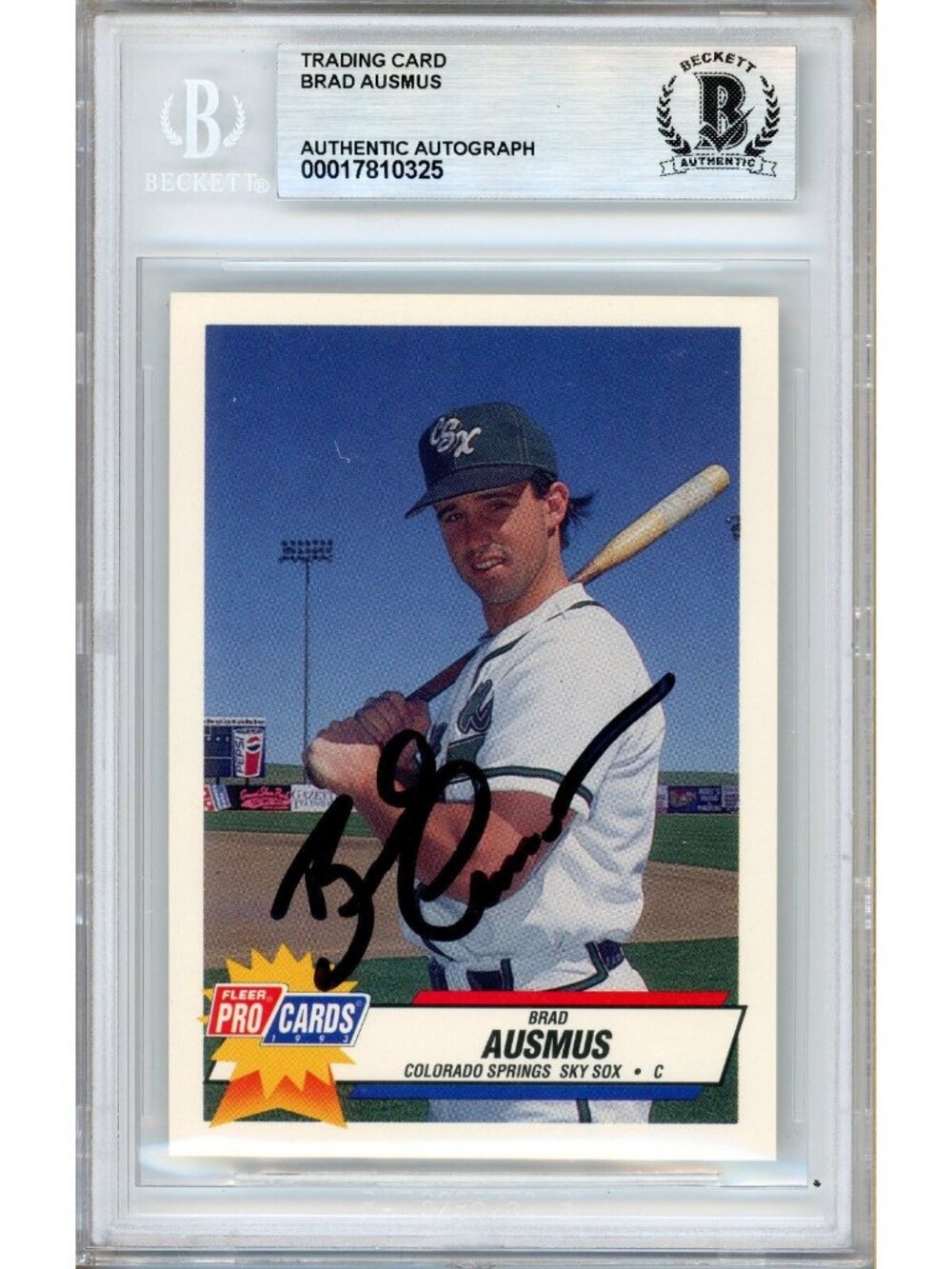 Brad Ausmus Signed 1992 Fleer ProCards #3088 Sky Sox Beckett BAS Slabbed Auto